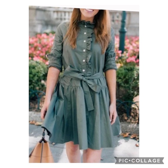 Kate Spade Broome Street Ruffled Ilive Poplin Shirtdress Size Medium - Picture 3 of 15